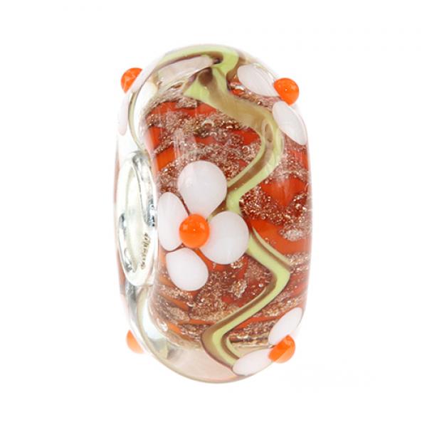 Tangerine Flowers - Ogerbeads Glass